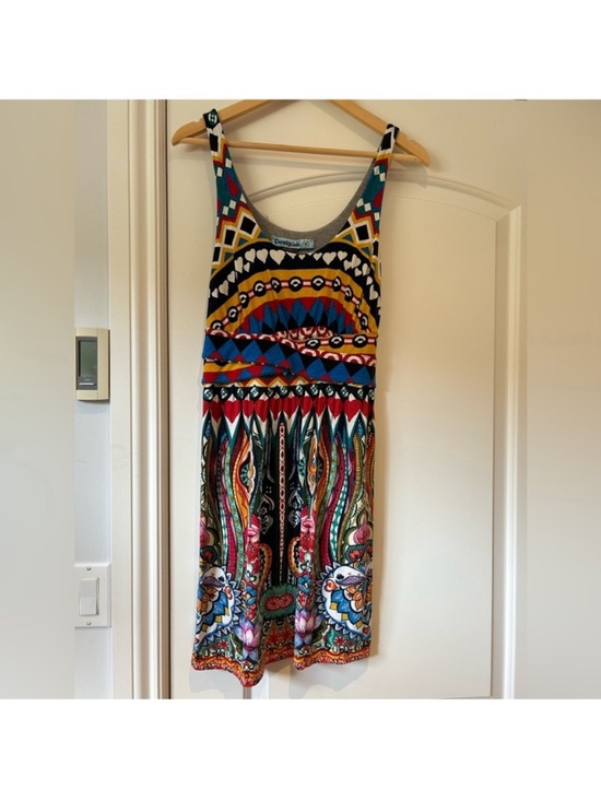 Desigual Dresses & Skirts - Desigual Vibrant Patterned Tank Mini Dress in Black, Blue, Red, Yellow, Green